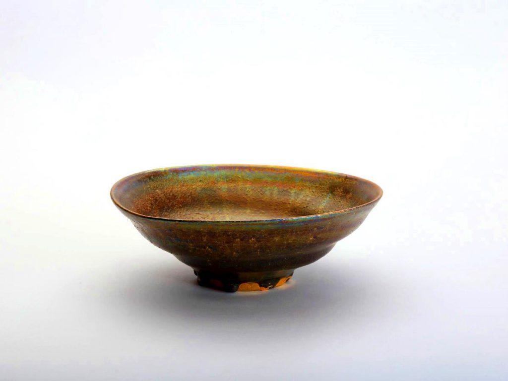 陶芸家中野拓が月をモチーフに創作した器　彩泥ブロンズ colored slip ware pottery ceramic art Moon-inspired created by a ceramist Taku Nakano