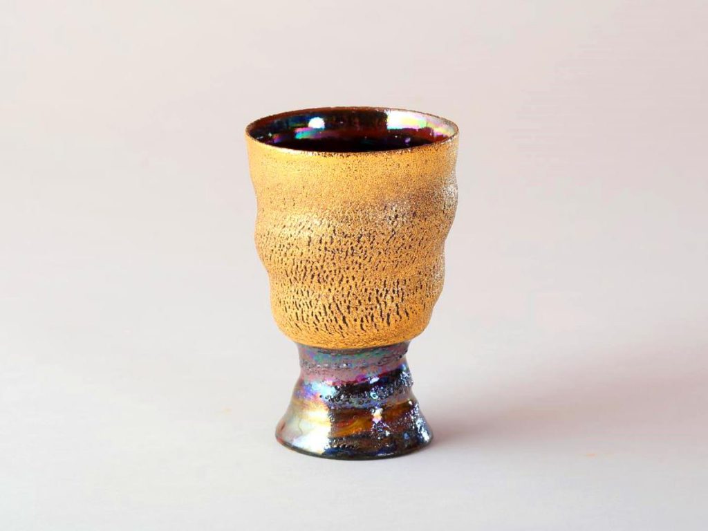 陶芸家中野拓が金星をモチーフに創作した器　彩泥ゴールドラスター colored slip ware luster pottery ceramic art Venus-inspired created by a ceramist Taku Nakano