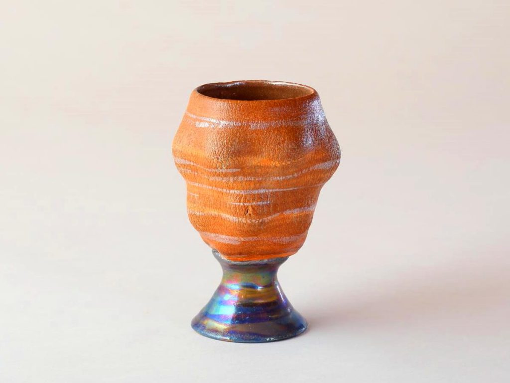 陶芸家中野拓が火星をモチーフに創作した器　彩泥シルバーラスター colored slip ware luster pottery ceramic art Mars-inspired created by a ceramist Taku Nakano