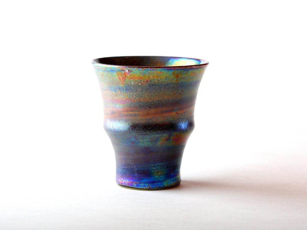 陶芸家中野拓が超新星スーパーノヴァをモチーフに創作した器　彩泥ピンクゴールドラスター colored slip ware luster pottery ceramic art Supernova-inspired created by a ceramist Taku Nakano